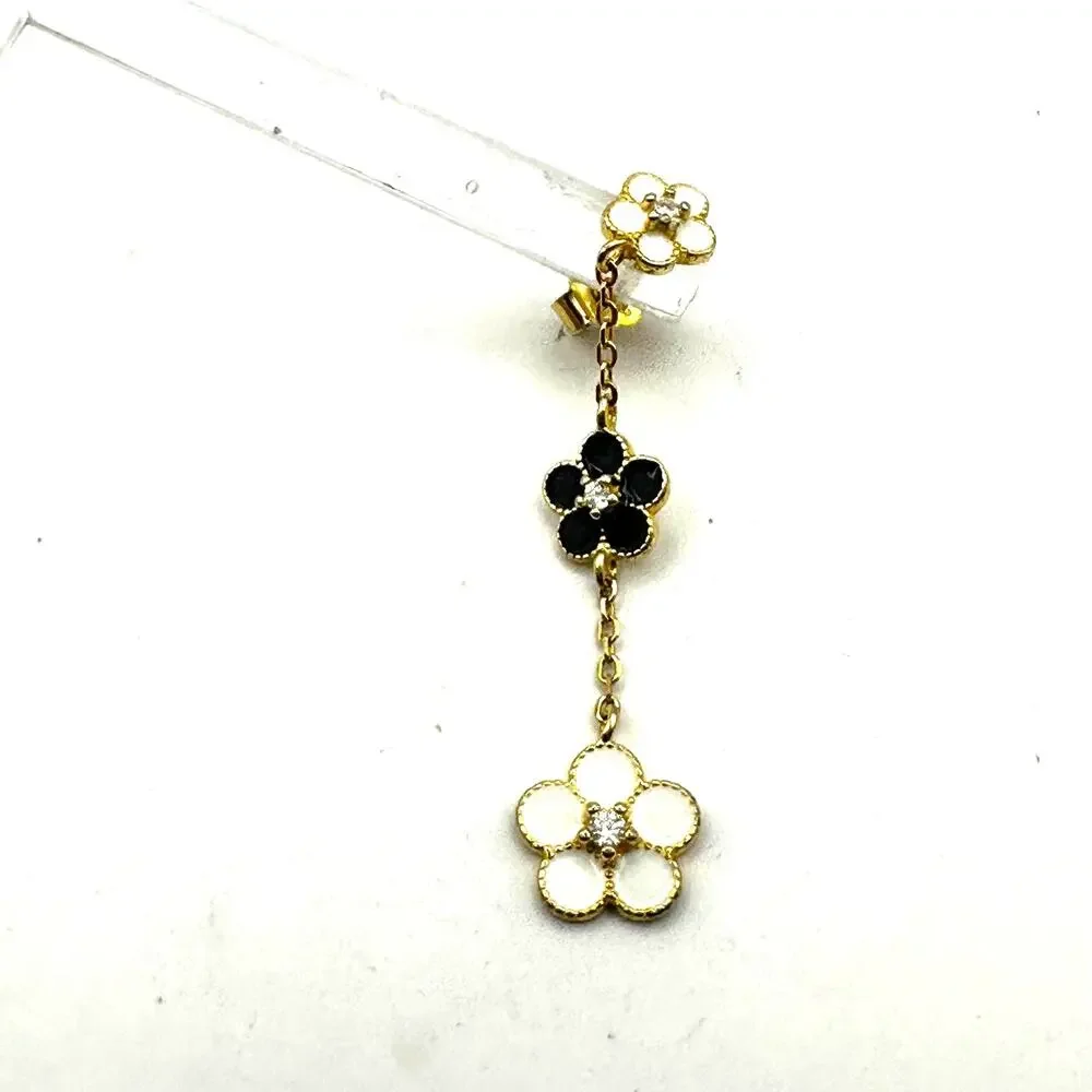 isabella m Enamel Flower Earring Handcrafted Artisan Gold Vermeil 925 preppy
